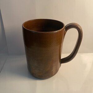 Large Vintage Brown Ceramic Moravian Pottery Mug Old Salem North Carolina